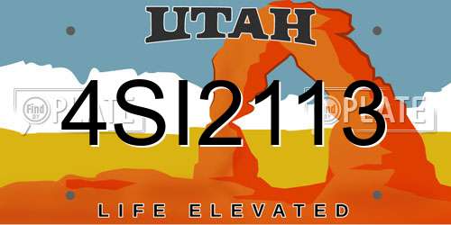 4SI2113 Utah License Plate