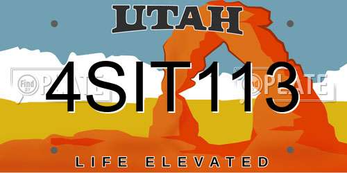 4SIT113 Utah License Plate