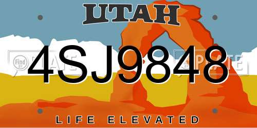 4SJ9848 Utah License Plate