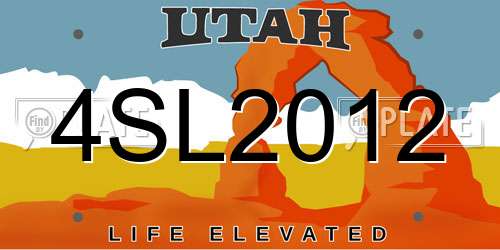 4SL2012 Utah License Plate