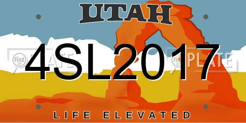 4SL2017 Utah License Plate