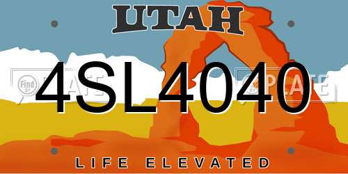 4SL4040 Utah License Plate