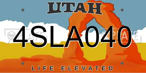 4SLA040 Utah License Plate