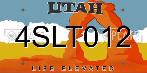 4SLT012 Utah License Plate