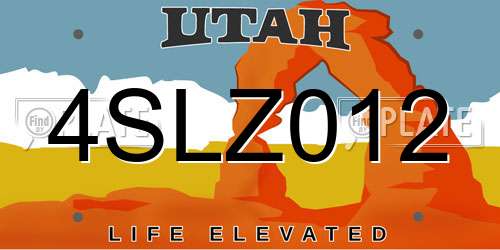 4SLZ012 Utah License Plate