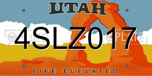 4SLZ017 Utah License Plate
