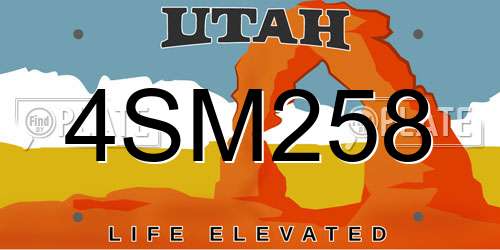 4SM258 Utah License Plate