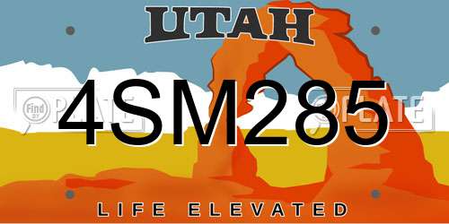 4SM285 Utah License Plate
