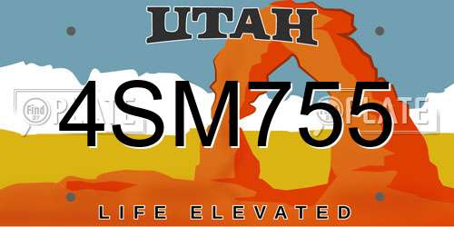 4SM755 Utah License Plate