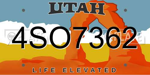4SO7362 Utah License Plate