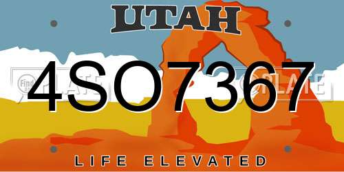 4SO7367 Utah License Plate