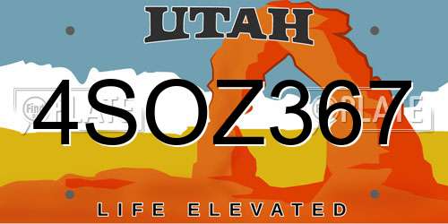 4SOZ367 Utah License Plate