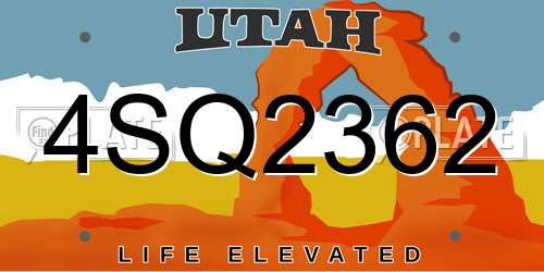 4SQ2362 Utah License Plate