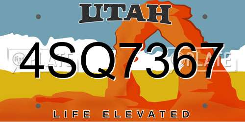 4SQ7367 Utah License Plate