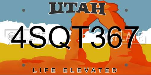 4SQT367 Utah License Plate