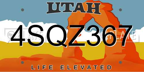4SQZ367 Utah License Plate