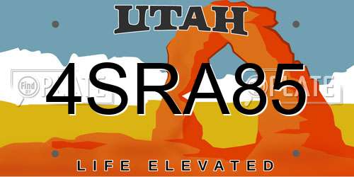4SRA85 Utah License Plate