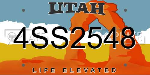 4SS2548 Utah License Plate