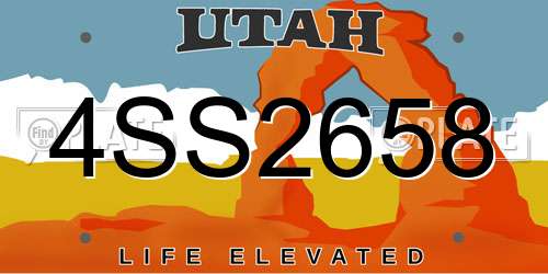 4SS2658 Utah License Plate