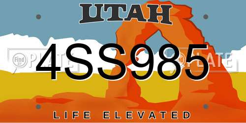 4SS985 Utah License Plate