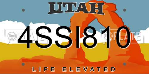 4SSI810 Utah License Plate