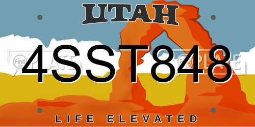 4SST848 Utah License Plate