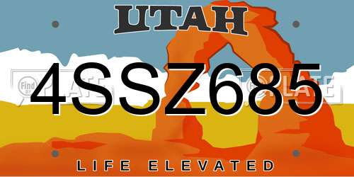 4SSZ685 Utah License Plate