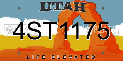 4ST1175 Utah License Plate