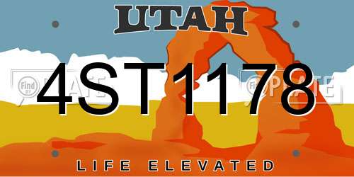 4ST1178 Utah License Plate