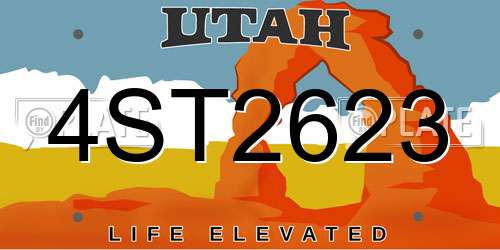 4ST2623 Utah License Plate