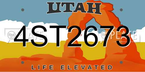 4ST2673 Utah License Plate