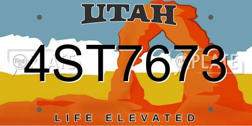 4ST7673 Utah License Plate