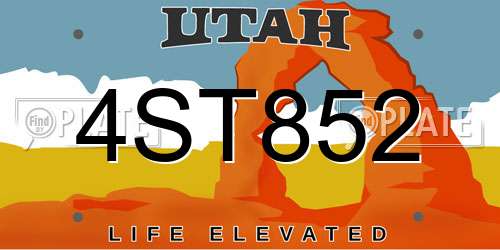4ST852 Utah License Plate