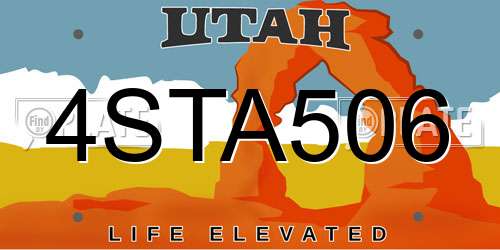 4STA506 Utah License Plate