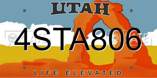 4STA806 Utah License Plate