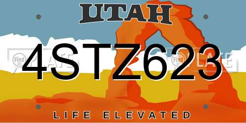 4STZ623 Utah License Plate
