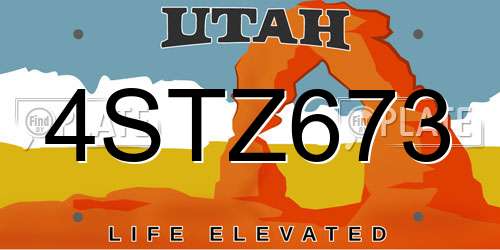 4STZ673 Utah License Plate
