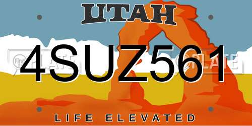 4SUZ561 Utah License Plate