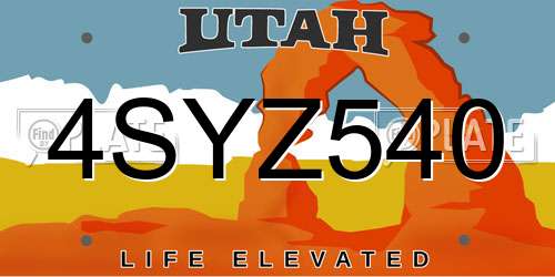 4SYZ540 Utah License Plate