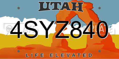 4SYZ840 Utah License Plate