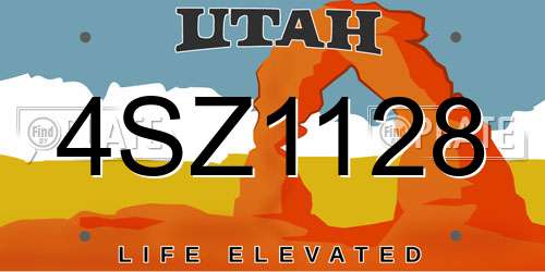 4SZ1128 Utah License Plate