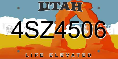 4SZ4506 Utah License Plate