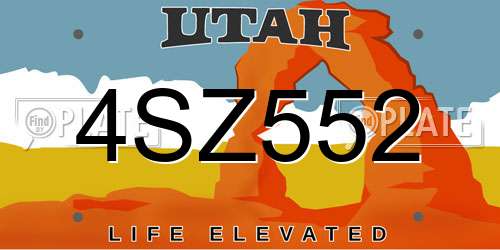 4SZ552 Utah License Plate