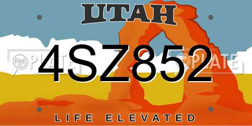 4SZ852 Utah License Plate