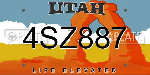 4SZ887 Utah License Plate