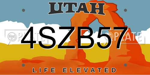 4SZB57 Utah License Plate