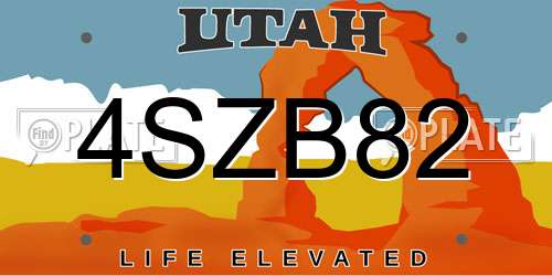 4SZB82 Utah License Plate