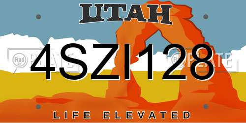 4SZI128 Utah License Plate
