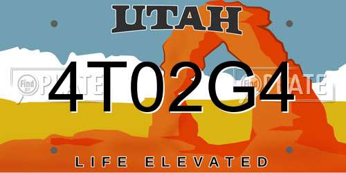 4T02G4 Utah License Plate