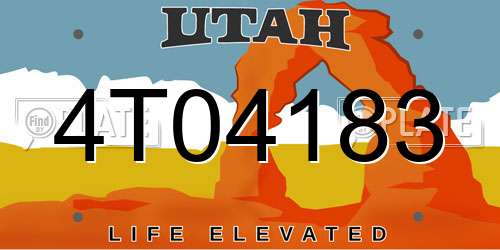 4T04183 Utah License Plate